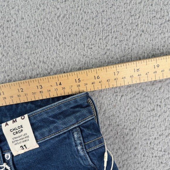 AMO Chloe Crop Straight Leg Extra High Rise Jeans Women's Size 31 Made in USA - Picture 7 of 11